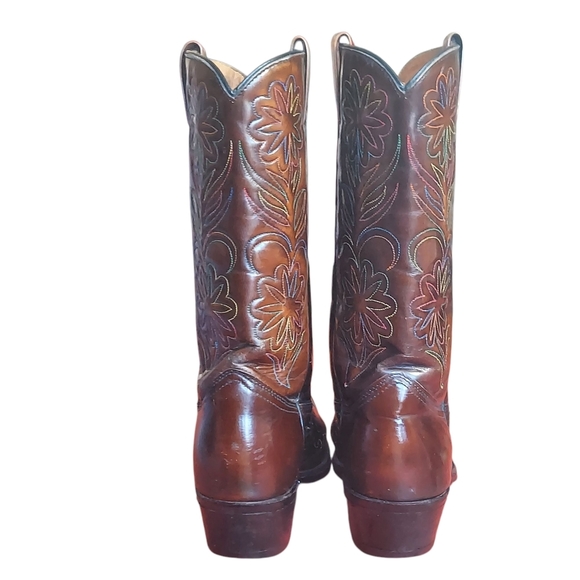 Vintage Rodeo Cowboy Boots Patent Leather Rainbow Peacock Men's - Picture 5 of 16